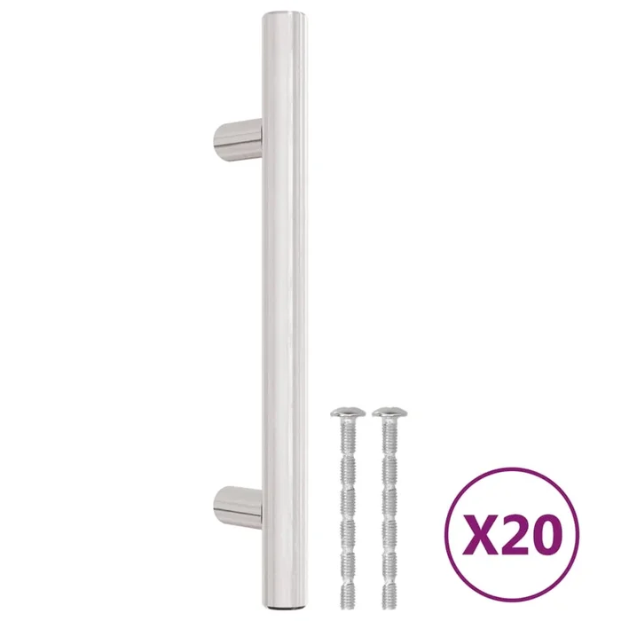 vidaXL Tiradores para armarios 20 uds acero inoxidable plateado 96 mm
