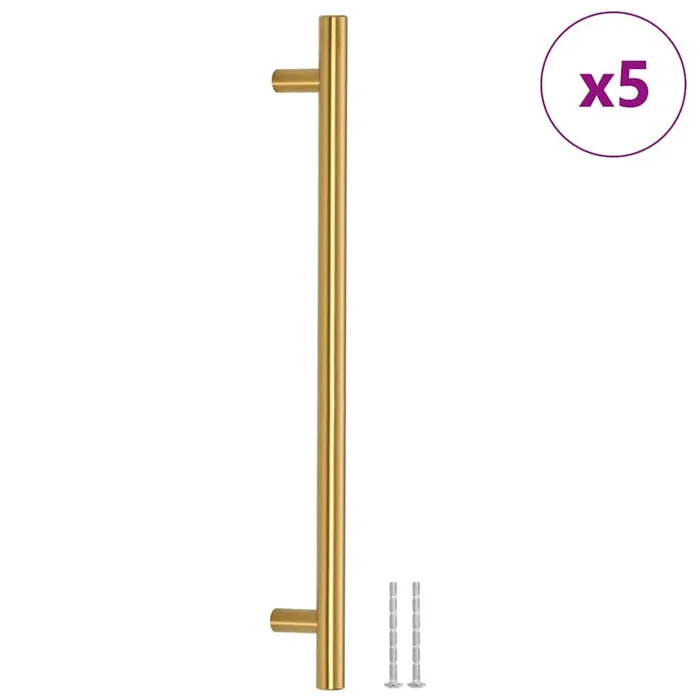 vidaXL Tiradores para armarios 5 uds acero inoxidable dorado 224 mm