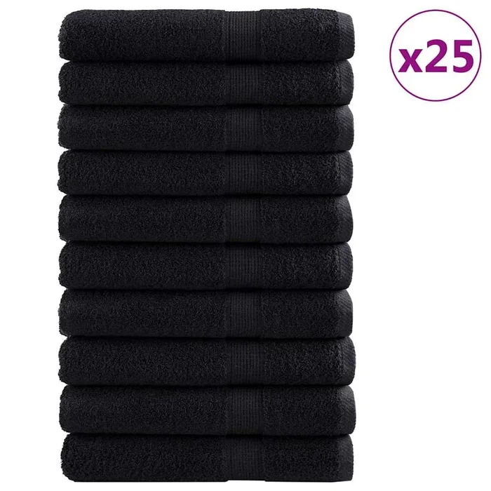 vidaXL Toallas de Invitado de 600 gsm SOLUND 25 pcs Negro 80 x 200 cm
