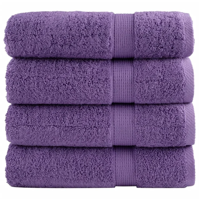 vidaXL Toallas de mano SOLUND 4 unidades morado 50×100 cm 600 gsm