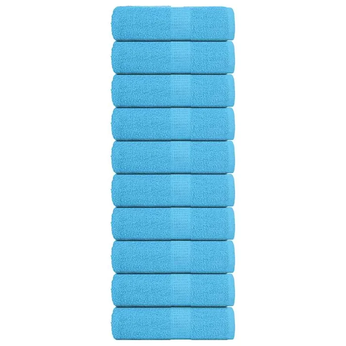 vidaXL Toallas invitados 10 uds 100% algodón turquesa 30×50 cm 360 gsm