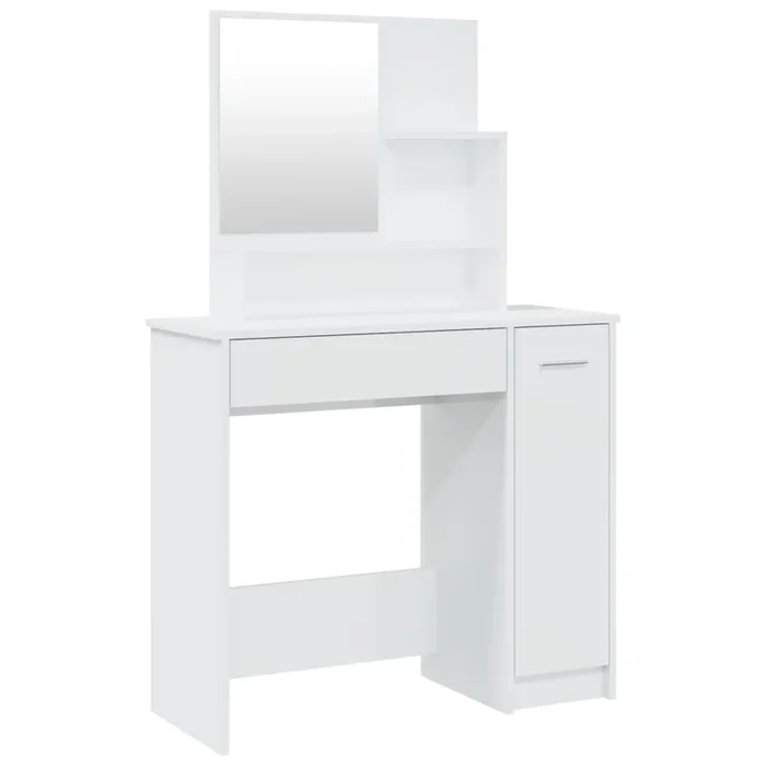 vidaXL Tocador con espejo blanco brillante 86,5x35x136 cm