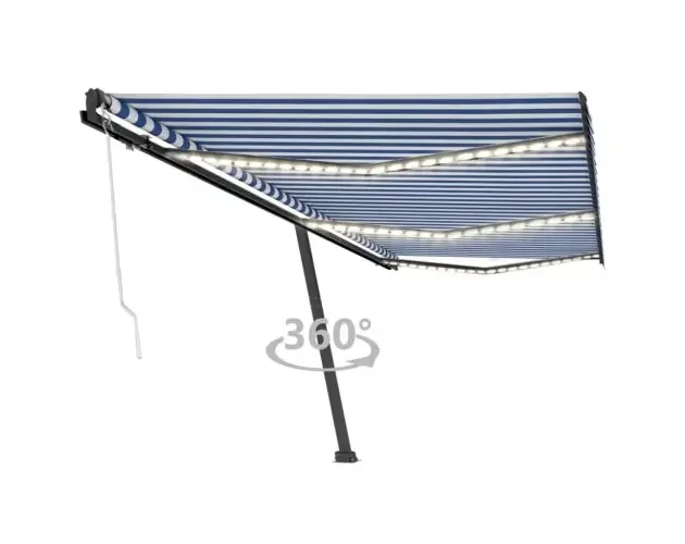 vidaXL toldo automático LED sensor de viento azul y blanco 600×300 cm | Brico Depôt Solo Oggi