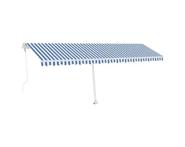 vidaXL toldo automático LED sensor de viento azul y blanco 600×350 cm | Brico Depôt Offerta Lampo