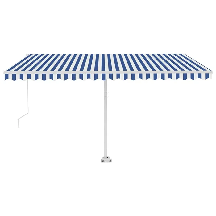 vidaXL Toldo de pie manual retráctil azul y blanco 400×350 cm