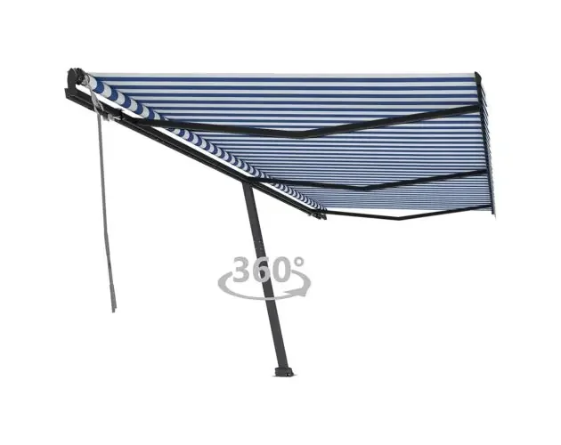 vidaXL toldo de pie retráctil manual azul y blanco 600×350 cm | Brico Depôt Prezzo Basso