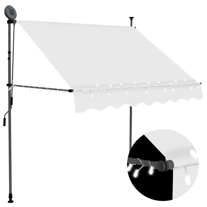 vidaXL Toldo manual retráctil con LED crema 200 cm
