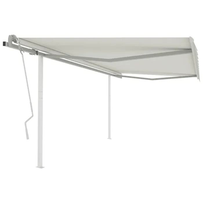 vidaXL Toldo manual retráctil con postes color crema 4×3 m