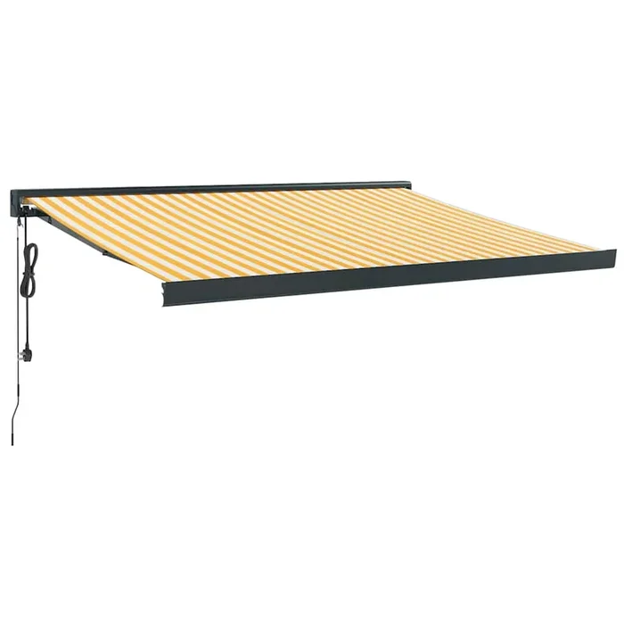 vidaXL Toldo retráctil aluminio y tela blanco y amarillo 3×2,5 m (4)