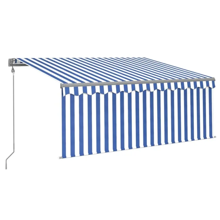 vidaXL Toldo retráctil automático con persiana azul y blanco 3,5×2,5 m (2)