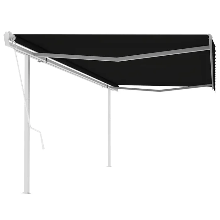 vidaXL Toldo retráctil automático con postes gris antracita 5×3 m