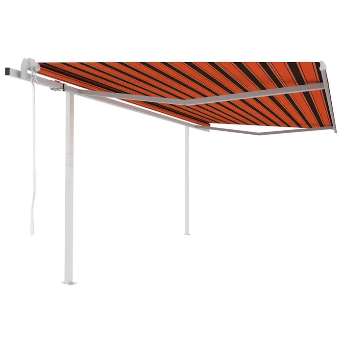 vidaXL Toldo retráctil automático con postes naranja y marrón 4×3 m