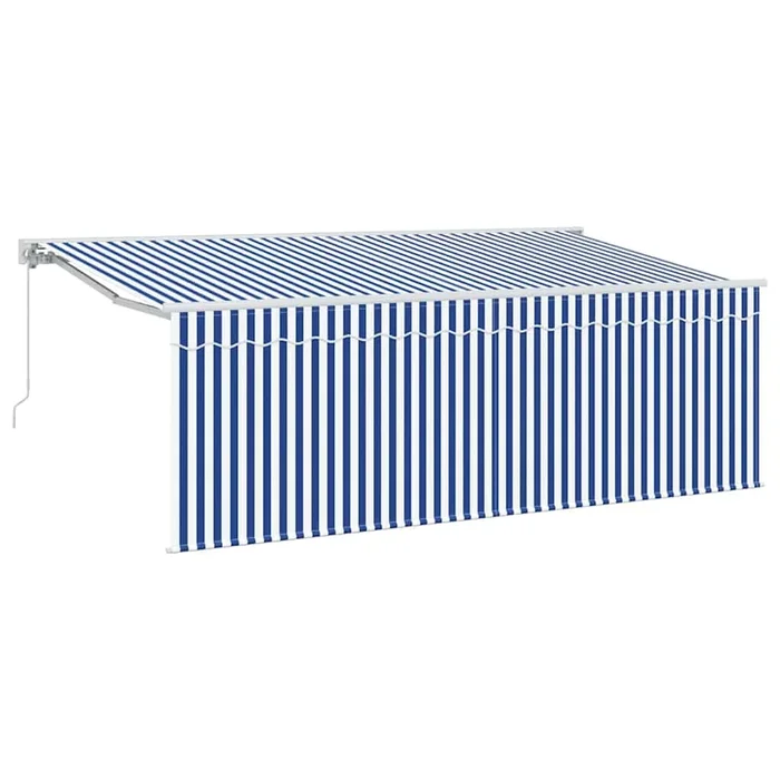 vidaXL Toldo Retráctil Manual Azul y blanco 350 x 200 cm Tela y metal