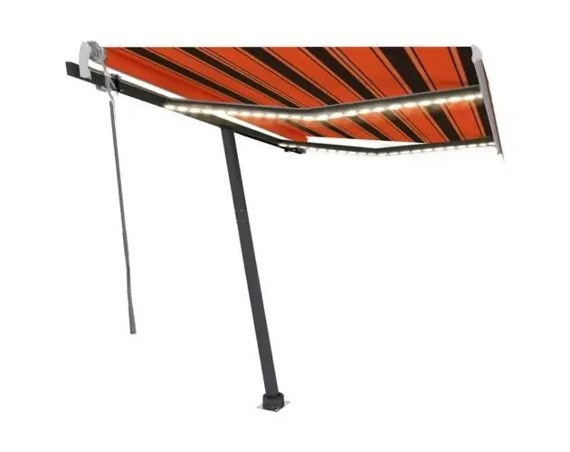 vidaXL toldo retráctil manual con LED naranja y marrón 350×250 cm | Brico Depôt Prezzo Di Fabbrica
