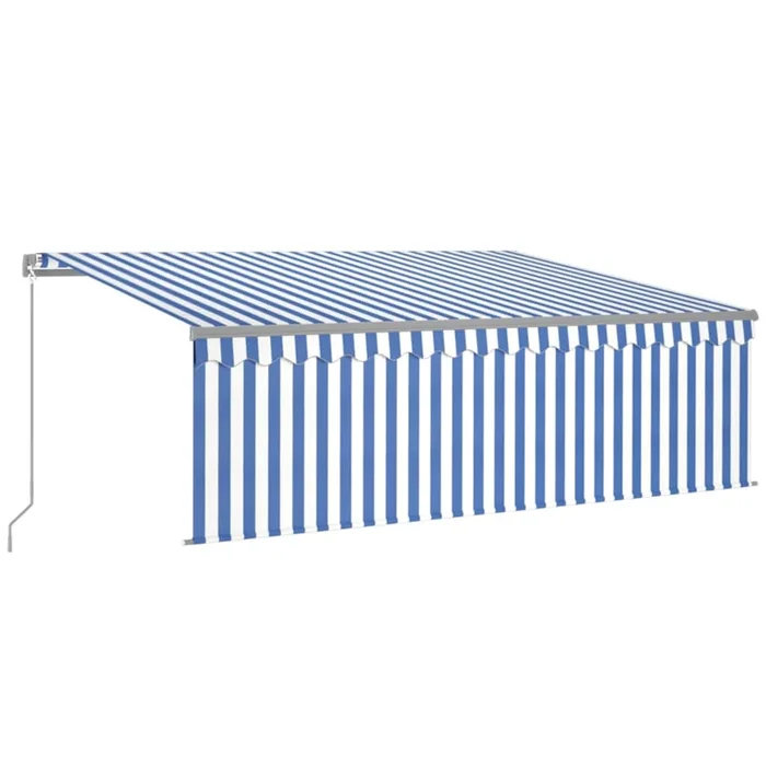 vidaXL Toldo retráctil manual con persiana azul y blanco 4×3 m (2)