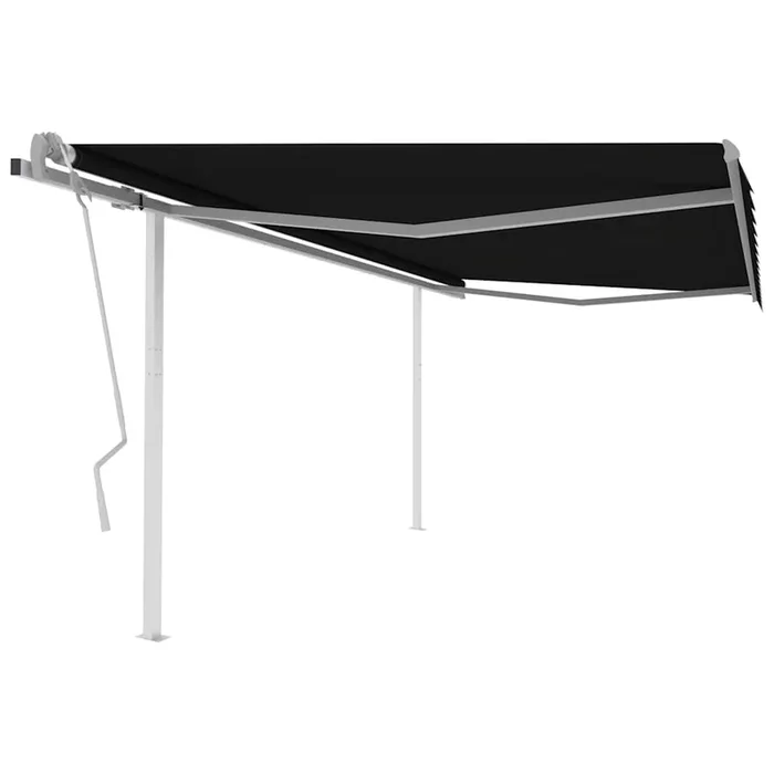 vidaXL Toldo retráctil manual con postes gris antracita 4,5×3 m