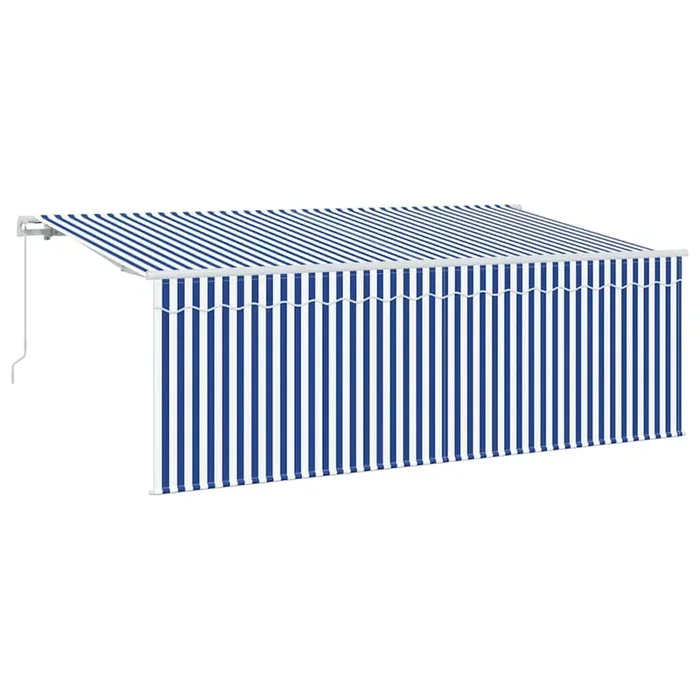 vidaXL Toldo Retráctil Rayado Azul y blanco 350 x 200 cm Tela y metal
