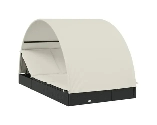 vidaXL tumbona 2 personas toldo redondo ratán pe negro 211x112x140 cm | Brico Depôt Sconto
