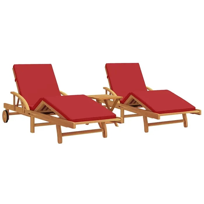 vidaXL Tumbona 3 pcs Rojo 40 x 40 x 40cm Madera maciza de Acacia