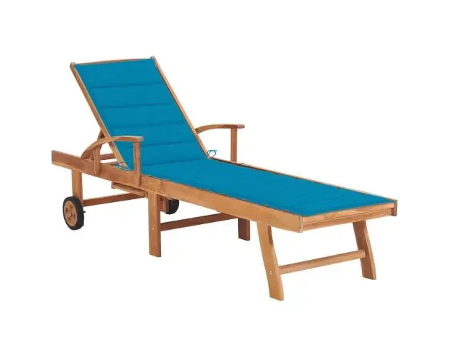 vidaXL tumbona con cojín azul madera maciza de teca | Brico Depôt Edizione Limitata