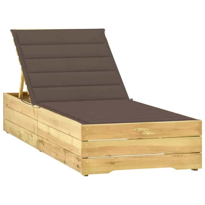 vidaXL Tumbona con cojín gris taupé madera de pino impregnada (3)