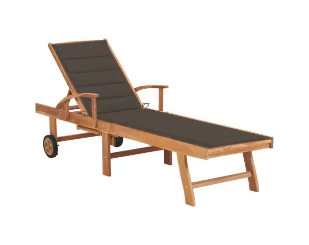 vidaXL tumbona con cojín gris taupé madera maciza de teca | Brico Depôt Prezzo Basso