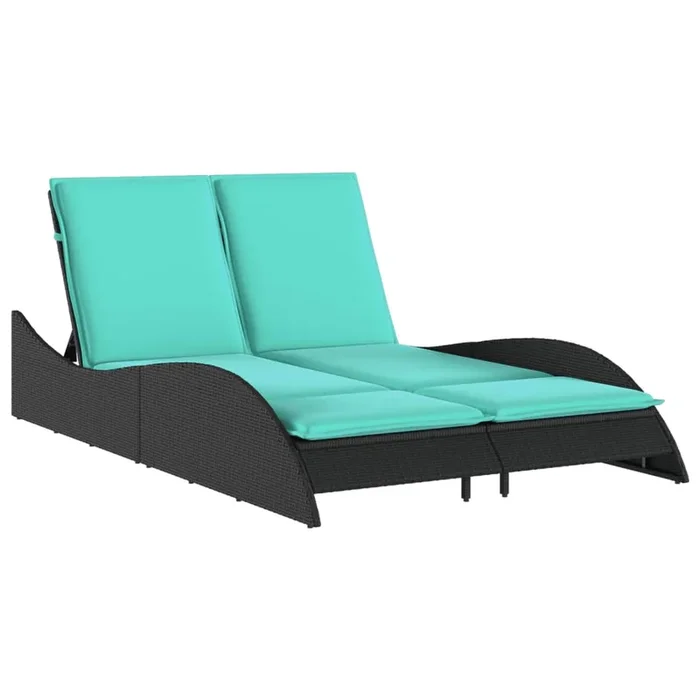 vidaXL Tumbona con cojines, ratán sintético, color negro, 114 x 205 x 73 cm