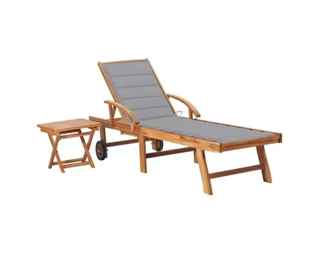vidaXL tumbona con mesa y cojín madera maciza de teca | Brico Depôt Fatto A Mano