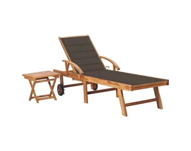 vidaXL tumbona con mesa y cojín madera maciza de teca | Brico Depôt Super Prezzo