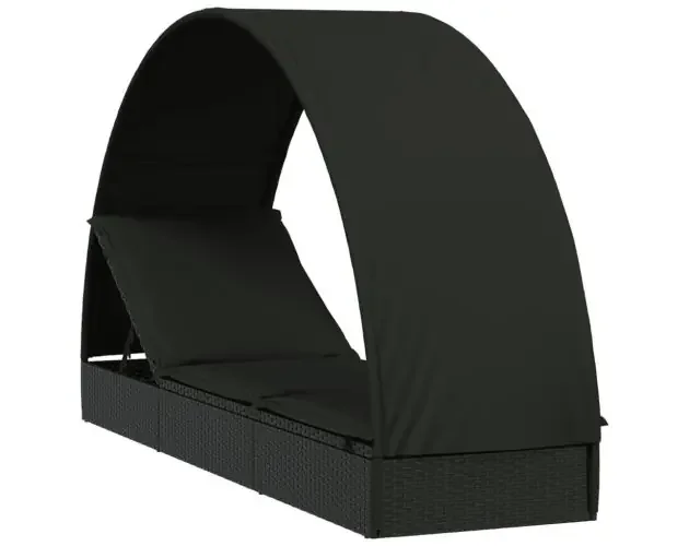 vidaXL tumbona con toldo redondo ratán sintético negro 211x57x140 cm | Brico Depôt In Voga