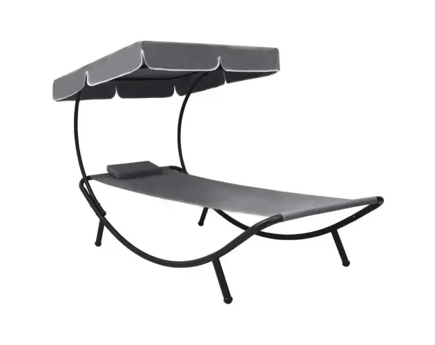 vidaXL tumbona de exterior con dosel y almohada gris | Brico Depôt Spedizione Gratuita