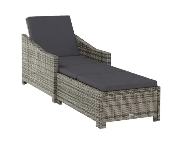 vidaXL tumbona de jardín con cojín de ratán sintético gris oscuro | Brico Depôt Reso Gratuito