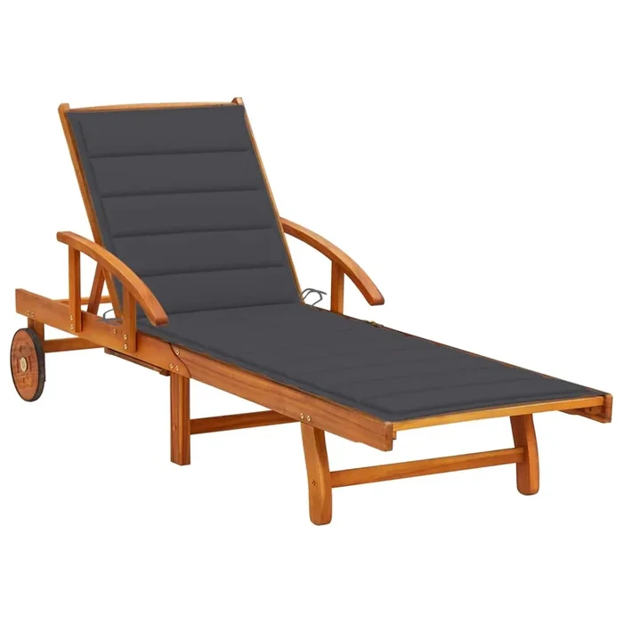 vidaXL Tumbona de jardín con cojín madera maciza de acacia (34)