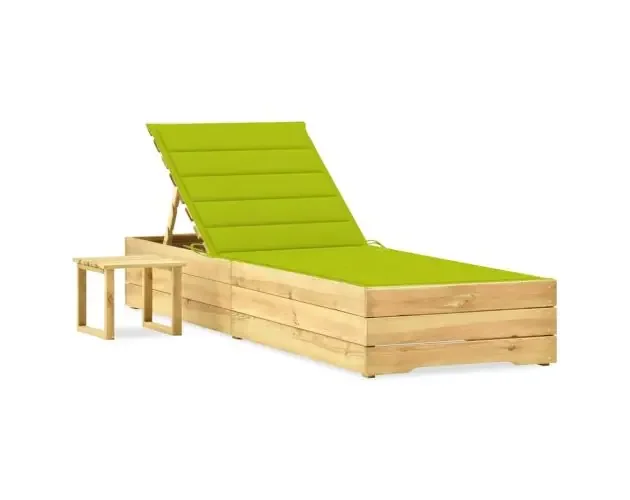 vidaXL tumbona de jardín con mesa y cojín de madera de pino impregnada | Brico Depôt Novità