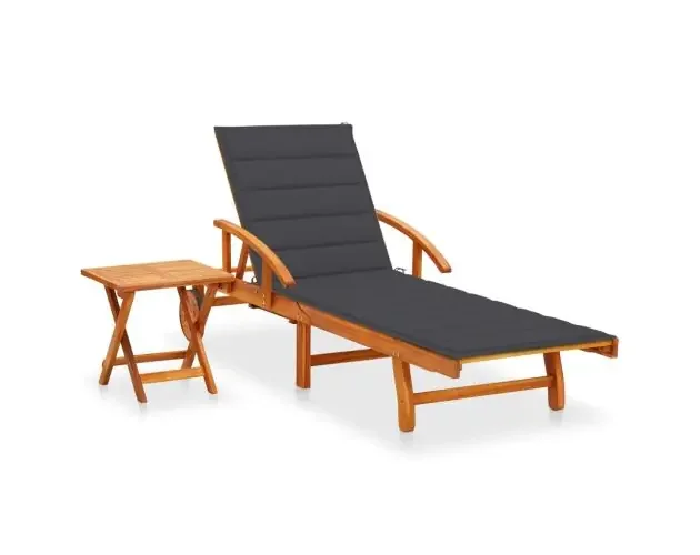 vidaXL tumbona de jardín con mesa y cojín madera maciza de acacia | Brico Depôt Saldi