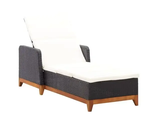 vidaXL tumbona de ratán sintético y madera maciza de acacia negro | Brico Depôt Certificato