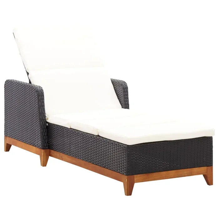 vidaXL Tumbona de ratán sintético y madera maciza de acacia negro