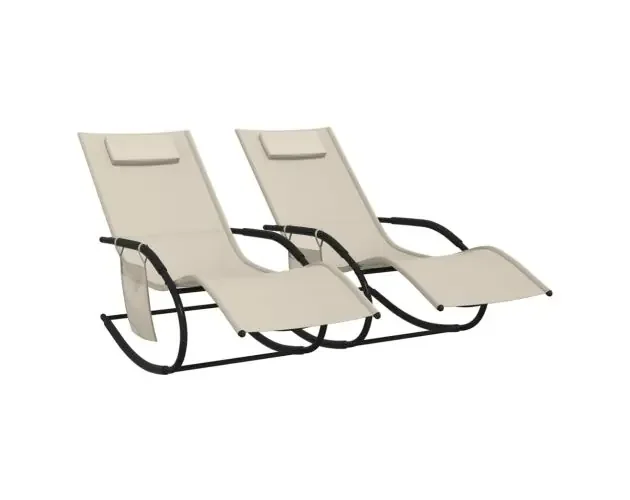 vidaXL tumbona mecedora 2 unidades de acero y textilene crema | Brico Depôt Non Perdere