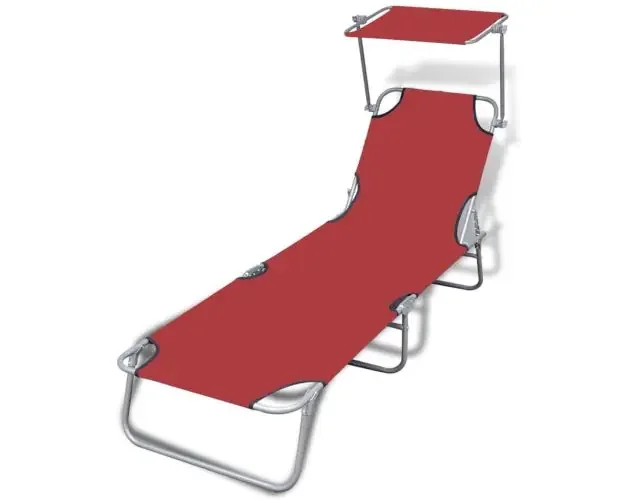 vidaXL tumbona plegable con capota acero y tela roja | Brico Depôt Super Prezzo