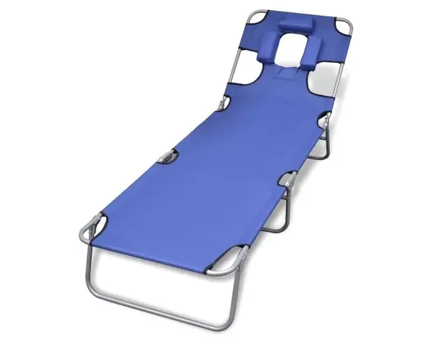 vidaXL tumbona plegable de acero con cojín de cabeza acero azul | Brico Depôt Affare