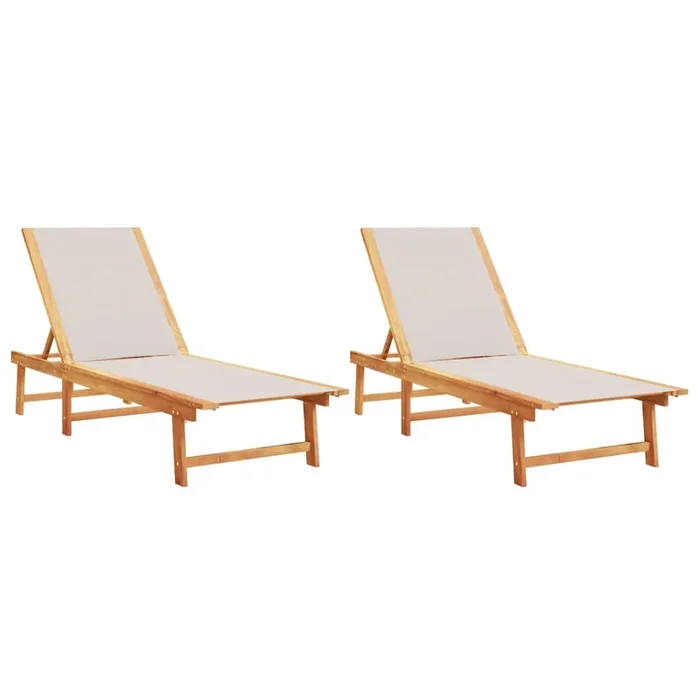 vidaXL Tumbonas 2 unidades madera maciza de acacia y textileno gris