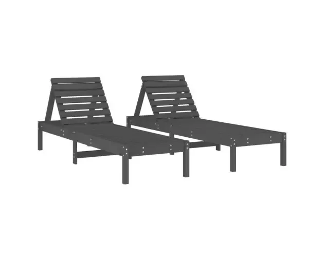 vidaXL tumbonas 2 unidades madera maciza de pino gris 199,5x60x74 cm | Brico Depôt Offerta