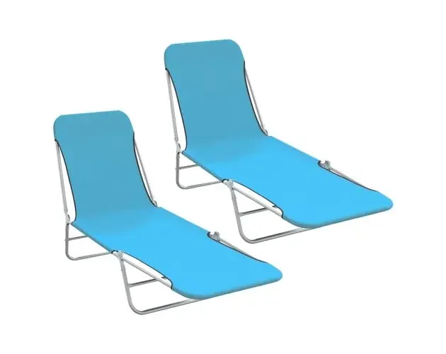 vidaXL tumbonas plegables 2 unidades acero y tela azul | Brico Depôt In Voga