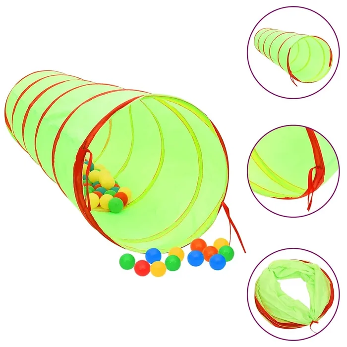 vidaXL Túnel de juegos para niños con 250 bolas poliéster verde 175 cm (3)