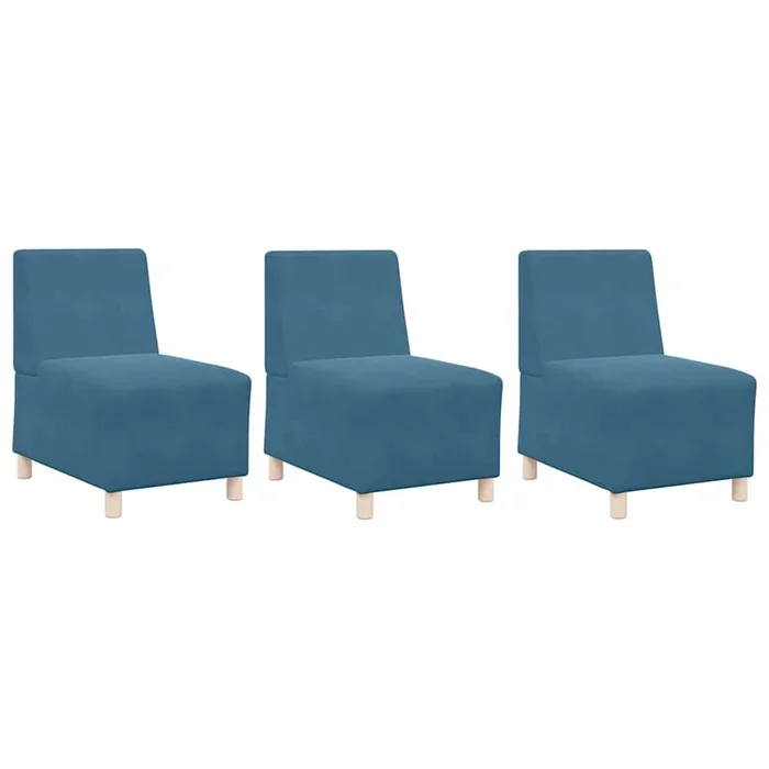 vidaXL Unidad de Sofá Modular sin Brazos 3 pcs Azul 55 x 74 x 82 cm