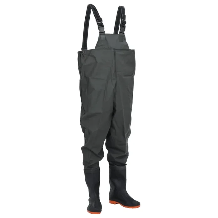 vidaXL Vadeador de pecho con botas verde oscuro talla 42