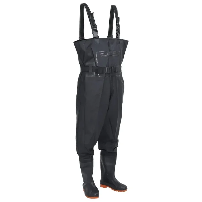 vidaXL Vadeador de pecho con botas y cinturón negro talla 39