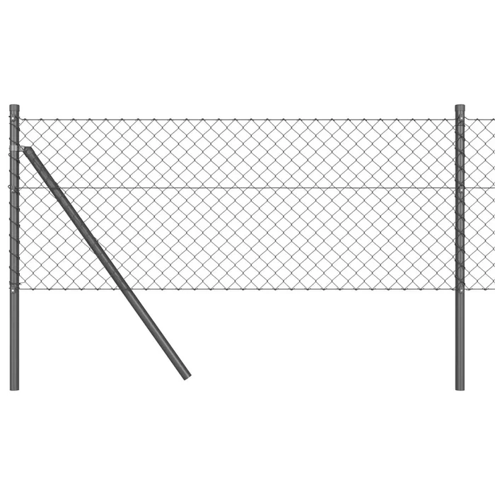 vidaXL Valla de eslabones de cadena con postes Gris 0.8 x 10 m Acero (3)
