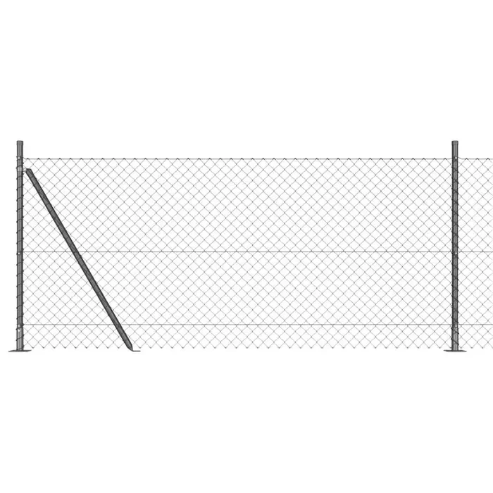 vidaXL Valla de eslabones de cadena con postes Gris 0.8 x 10 m Acero