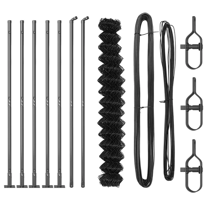 vidaXL Valla de eslabones de cadena con postes Gris 1.6 x 10 m Acero (2)